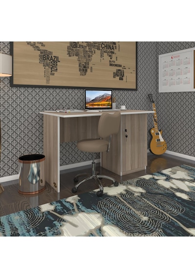 Kenzlife Ofis Masası Miyamoto Crd Sağ 75 110 80 Kilitli Kapaklı Dolap Bilgisayar Çalışma Masası