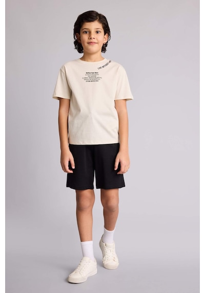 Defacto Regular Fıt Sweatshirt Kumaşı Şort Erkek Çocuk B5867a826smbk27 Siyah-bk27