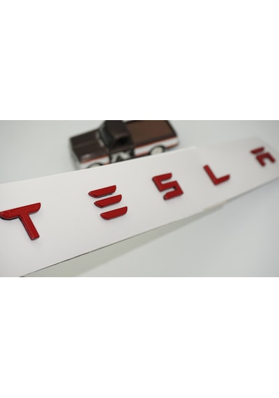 Dk Tuning Tesla Model 3 Y S X Series Bagaj Kırmızı Uzun Yazı Logo Bagaj Arma