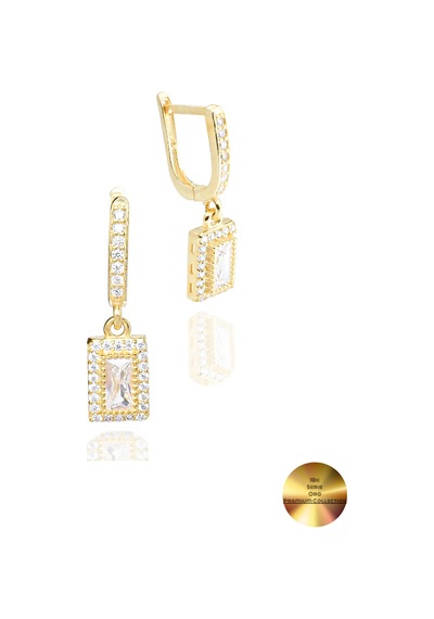 Brezza Lusso Jewelry 18k Serie Oro Sallantılı Baget Kadın Gümüş Küpe