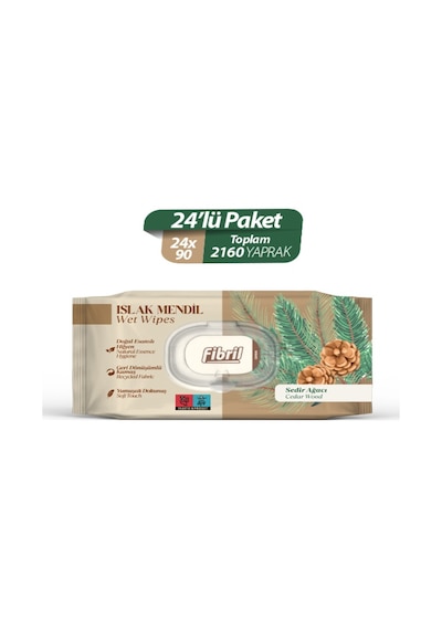 Fibril Sedir Ağacı Kokulu Islak Mendil 24 x 90'lı Paket 2160 Yaprak