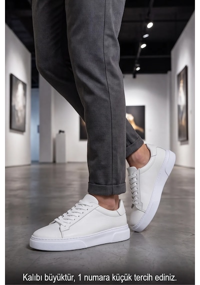 Prestige Sneaker Hakiki Deri Beyaz Erkek Sneaker, Ergonomik Kalın Ve Yumuşak Tabanlı Bağcıklı ... Prestige Sneaker Hakiki Deri Beyaz Erkek Sneaker, Ergonomik Kalın Ve Yumuşak Tabanlı Bağcıklı ...
