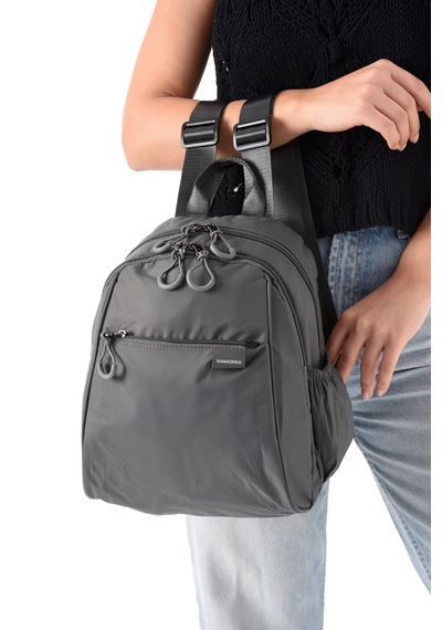 Özer-6009 Sanmorris Unisex Suya Dayanıklı Çok Gözlü Sırt Çantası Gri - Koyu Gri