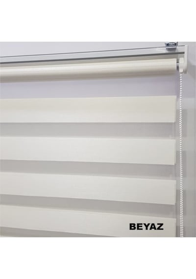 Asyhome Bambu Beyaz-Ekru-Krem-Gri Zebra Stor Perde