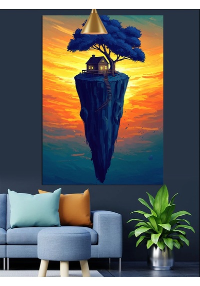 Gökyüzündeki Mavi Yaşam Soyut Sanat Dekoratif Kanvas - Mdf Ahşap Tablo