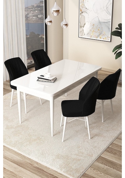 Canisa Concept Arp Serisi 70x110 Sabit Mutfak Masası Takımı Beyaz Masa 4 Siyah Sandalye Masa Beyaz/ Sandalyeler Siyah Canisa Concept Arp Serisi 70x110 Sabit Mutfak Masası Takımı Beyaz Masa 4 Siyah Sandalye Masa Beyaz/ Sandalyeler Siyah