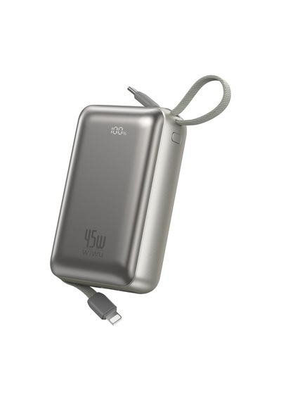 Wiwu As-182 Samsung Uyumlu Galaxy Pro Max Serisi Type-c Lightning Çıkışlı Powerbank Pd 45w 20000mah Gümüş