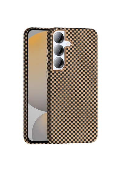 Zore Galaxy S25 Plus Kılıf M-safe Şarj Özellikli Karbon Fiber Görünümlü Ogaa Gros Kapak - Desert Titanyum