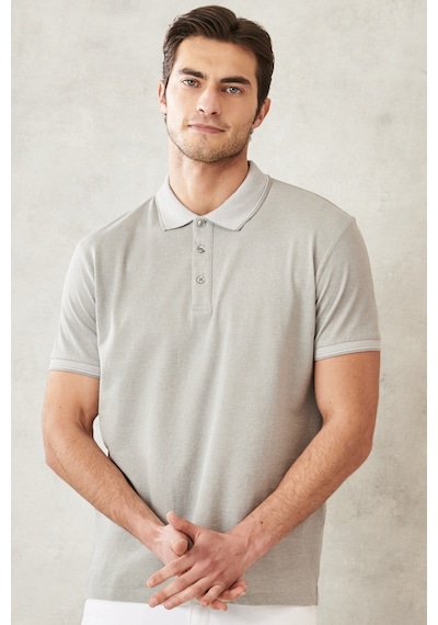 Ac&Co / Altınyıldız Classics 465126598 Düğmeli Polo Yaka Cepsiz Slim Fit Erkek Tişört Taş Rengi Taş