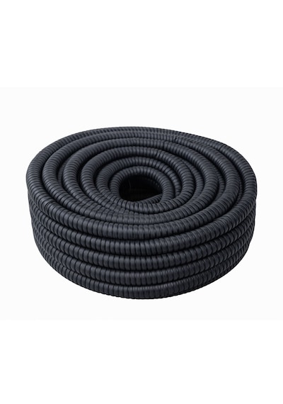 Has Light Pvc Kaplı İzoleli Çelik Spiral Boru 32 Mm 25 Metre Siyah