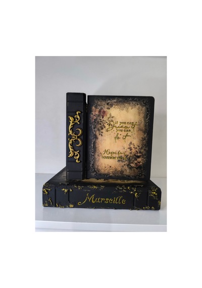 Kitap Kutu Seti 2'li Büyük Boy Ev Dekorasyon Ürünleri Özel Tasarım Siyah - 863570588