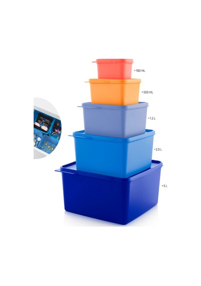 Tupperware Renkli Dikdörtgen Saklama Kabı 5 Li Set Esc Çok Renkli