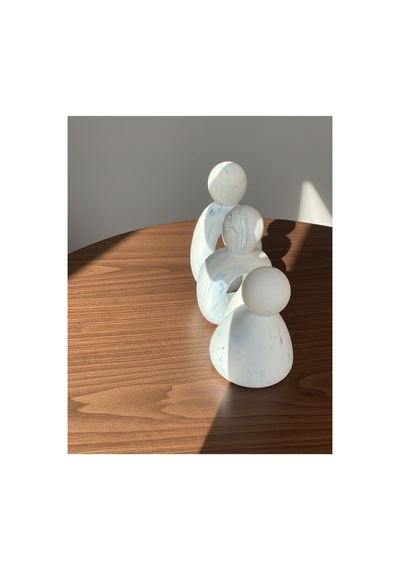Dekoratif Soyut İnsan Figürlü Üçlü Aile Set