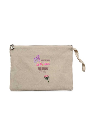 Koşulsuz Güvenin Adı Anne Krem Clutch Astarlı Cüzdan / El Çantası