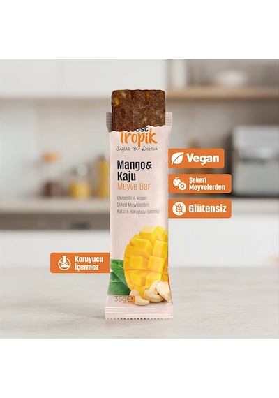 Mango Ve Kaju Aromalı Meyve Bar 35 G Meyve İçeren Pratik Atıştırmalık 2 Adet
