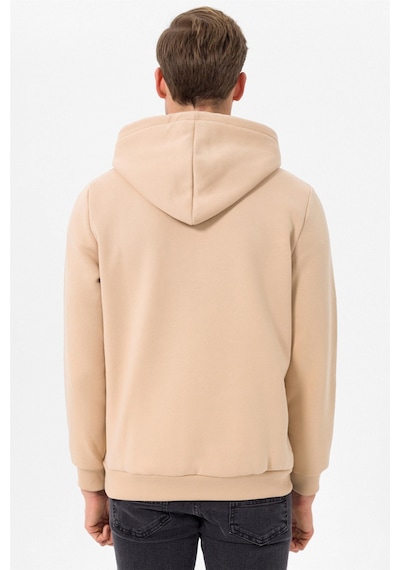Süvari Oversize Geniş Kesim Pamuklu Yumuşak Dokulu Içi Polarlı Basic Kapüşonlu Sweatshirt Krem