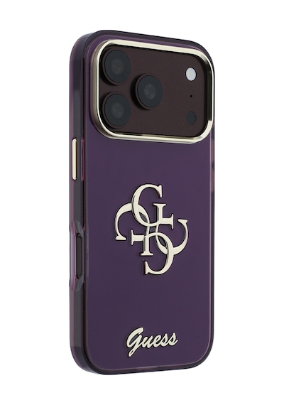 Apple iPhone Uyumlu 18 Pro  Kılıf Guess  Lisanslı Yazı Ve 4g Büyük Metal Logolu Silikon Kapak Bordo