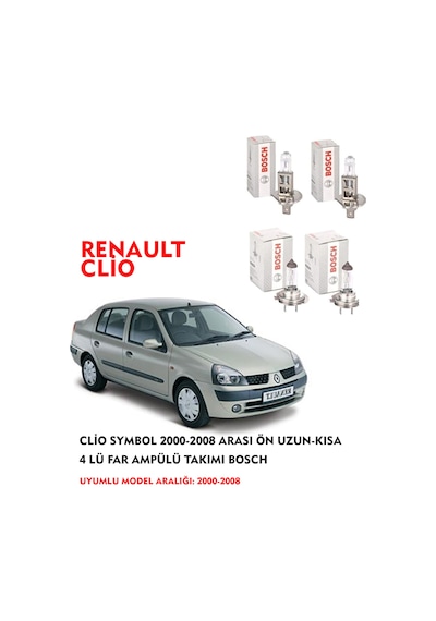 CLİO SYMBOL 2006 MODEL ÖN UZUN-KISA 4 LÜ FAR AMPÜLÜ TAKIMI BOSCH
