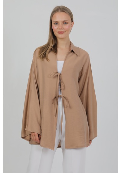 Doğal Viskon Kumaş Cepli Bağcıklı Kadın Kimono 1167 Hafif, Dökümlü, Akışkan, Yazlık Model Vizon Doğal Viskon Kumaş Cepli Bağcıklı Kadın Kimono 1167 Hafif, Dökümlü, Akışkan, Yazlık Model Vizon