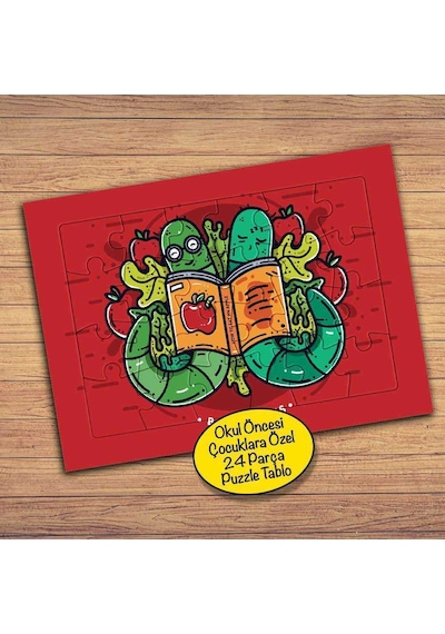 Kitap Okuyan Solucanlar Çocuklara Özel Puzzle Yapboz Tablo-pz130