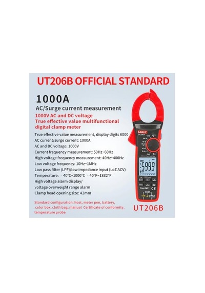 Ut205e Ut206b Ut207b Ut208b Analog Digital Clamp Meter Current Clamps Ac Dc 1000a 1000v Ammeter Pliers Professional Ncv