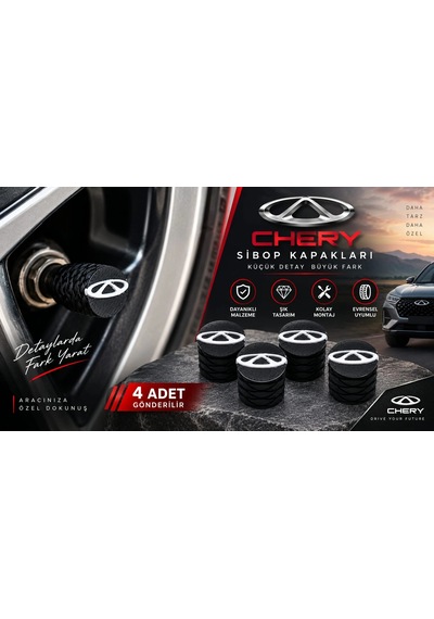 Chery Sibop Kapağı , Chery Araç Lastik Sibop Kapağı , Chery Araç Tekerlek Sibop Kapağı - 4 Adet