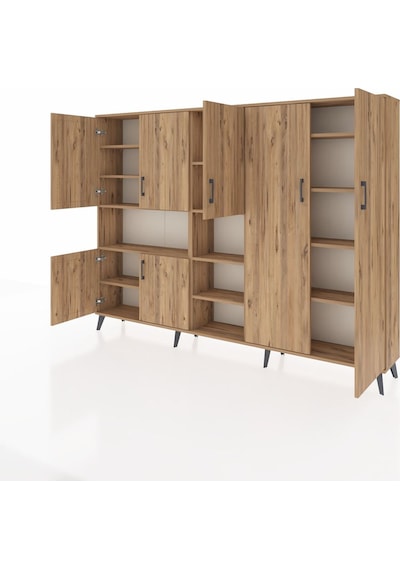 Arges Dolap 13 Raflı 7 Kapaklı 220x30x163 Çam-çam Çam-çam