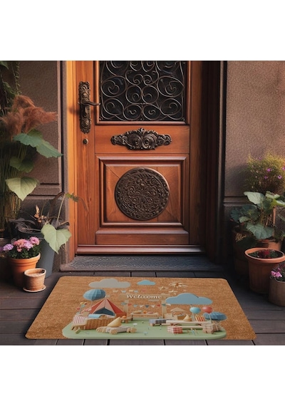 Valerine Life Kamp Piknik Temalı Welcome Kapı Önü Paspası 45x70cm