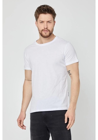 Erkek Çok Renkli %100 Pamuk T- Shirt Regular Fit Rahat Kesim Bisiklet Yaka 5'li Basic Tişört Paketi Beyaz
