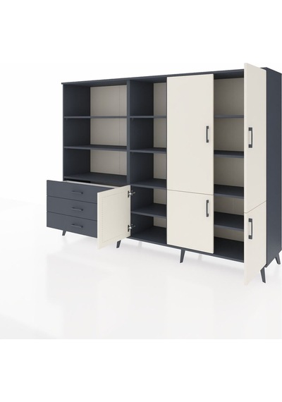 Hyperion Dolap 11 Raflı 3 Çekmeceli 5 Kapaklı 220x44x163 Antrasit Antrasit-aytaşı/antrasit Hyperion Dolap 11 Raflı 3 Çekmeceli 5 Kapaklı 220x44x163 Antrasit Antrasit-aytaşı/antrasit