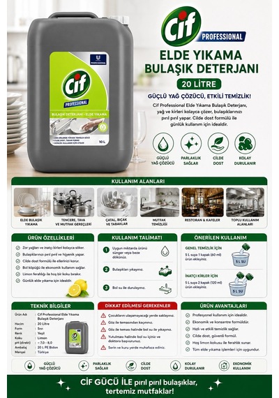 Cif Pro Elde Yıkama Bulaşık Deterjanı 20 Lt.