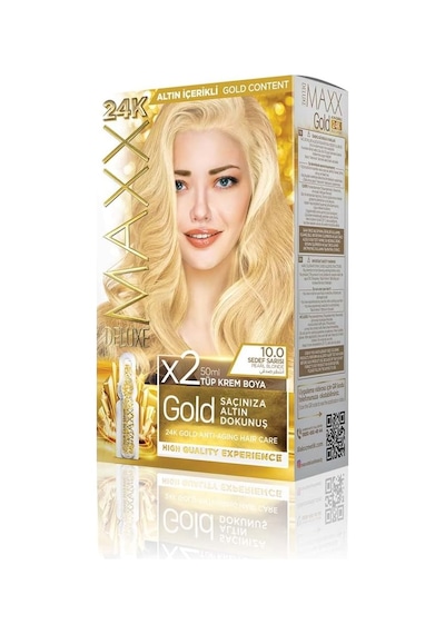 Serisi 24k Altın Parçacıklı Serum İle 1 Kutu 2 X 50 Ml Ve Geliştiriciler Saç Boyası Sarısı 10.0