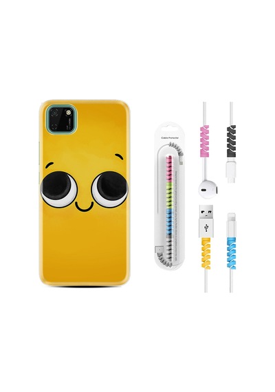 Huawei Y5P Kılıf Kablo Koruyuculu Yellow 1831