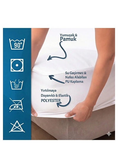 Mikro Fitted Full Kenar Su Sıvı Geçirmez Yatak Koruyucu Alez Çarşaf Tek Çift Battal Boy Ekru