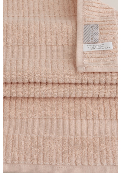 Ivory Somon Bordürlü Mikro Fiber %100 Pamuk 2li Banyo Havlusu Set Somon