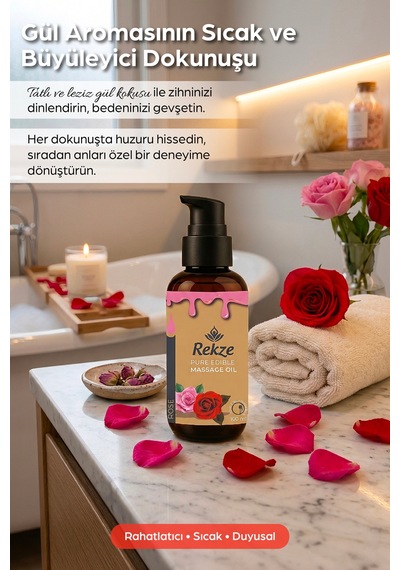 Gül Aromalı Doğal Ve Yenilebilir Masaj Yağı 100 Ml Romantik Dokunuşlar Için - 635849396