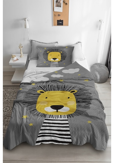 Sevimli Aslan Tek Kişilik Pike (Yastık Kılıflı)