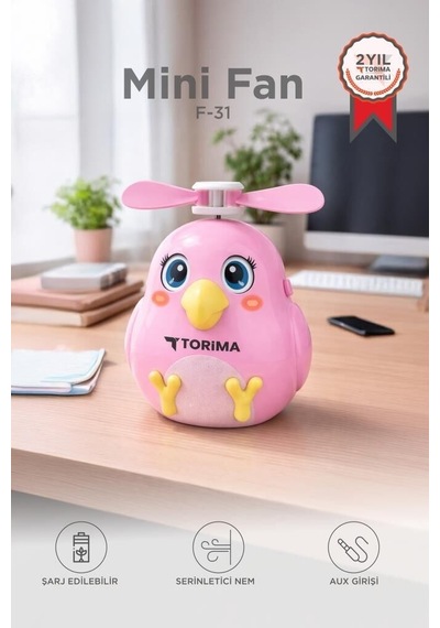 Premium Şarjlı El Vantilatörü F31 Pembe Yetişkinler Çocuklar Modern