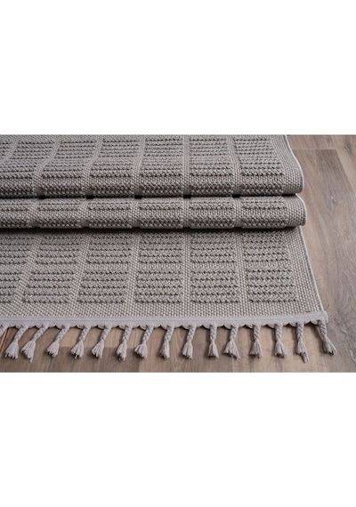 Bukle11880 Bej Yumuşak Dokulu Halı Kilim Salon Mutfak Koridor Kesme Yolluk Dokuma Makine Halısı Gri