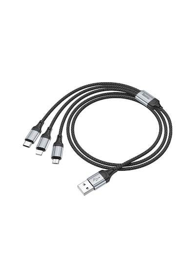 Hoco. X102 Fresh 1m 2.4a 3in1 Usb To Type-c / Lightning Ve Micro Çıkışlı Hızlı Şarj Data Kablosu - Siyah
