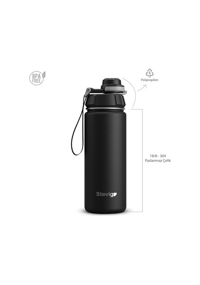 1 Hand Leak-proof Sızdırmaz Çelik Termos 500 Ml Black St-207 Diğer