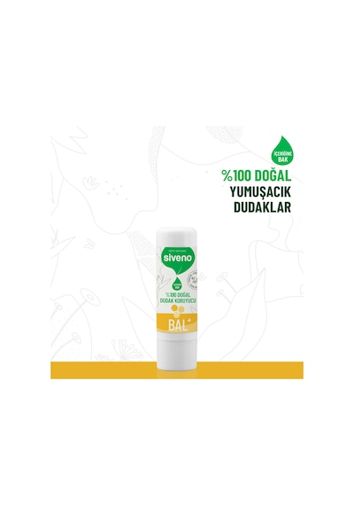 Siveno %100 Doğal Dudak Koruyucu Bal Bitkisel Lip Balm Dudak Kremi Nemlendirici Parlatıcı Onarıcı 6 G