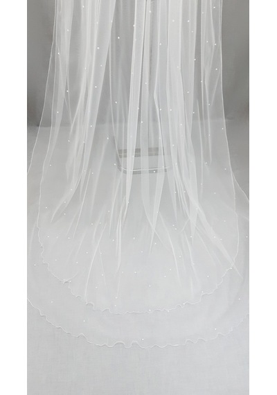 Suzanna Moda Taraklı İncili 2mt 20cm Boy Uzun Çift Kat Hayal Tül Duvak Eni 1.50cm