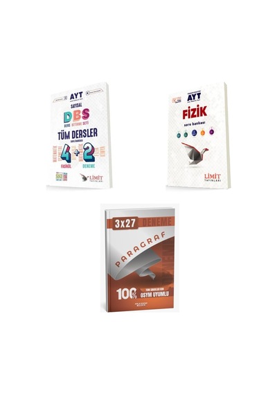 2027 2027 Limit Ayt Tüm Dersler Sayısal Ders Bitirme Seti + Fizik Soru + Anla Kazan Paragraf Deneme Set