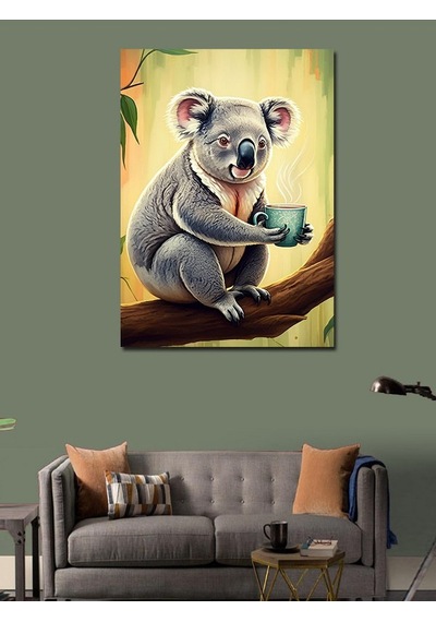 Kanvas Tablo Koala Çay Molası 70cmx100cm