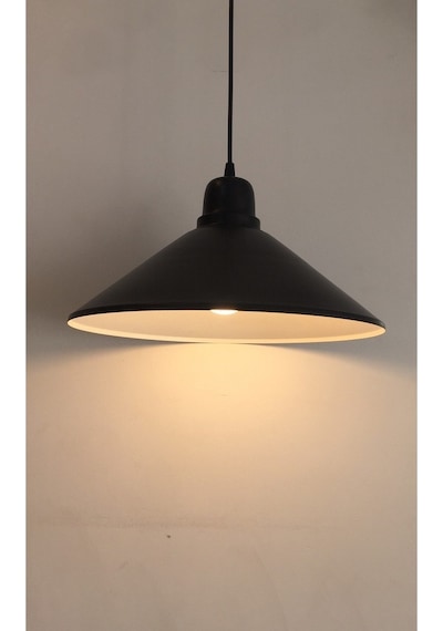 Mylights Mat Siyah Içi Beyaz Metal Sarkıt Avize 36 Cm
