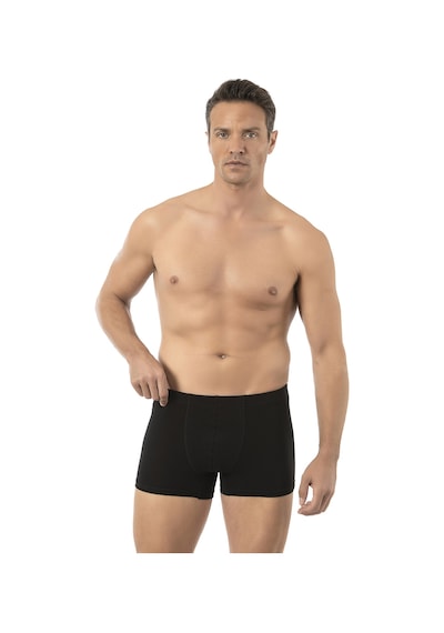 Özkan Underwear Özkan 12024 Erkek Pamuklu Likralı Süprem Esnek Rahat Boxer Şort Siyah
