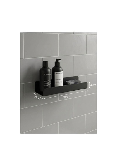 3'lü Metal Duvar Rafı Seti Modern Banyo Ve Mutfak Düzenleyici Baharatlık Şampuanlık Rafı Mat Siyah 30 Cm