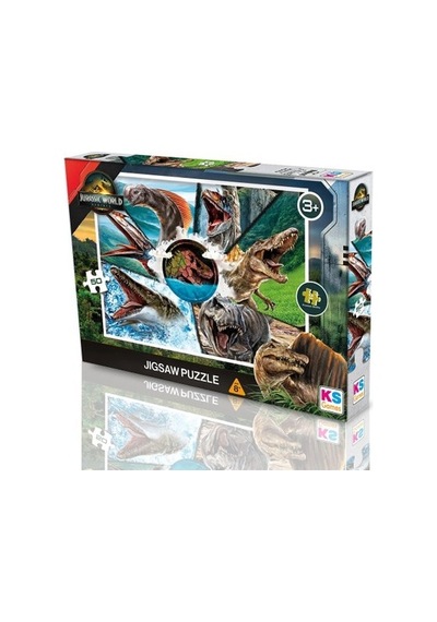 Jurassic World Temalı 50 Parça Puzzle İle Oyun Açık Mavi