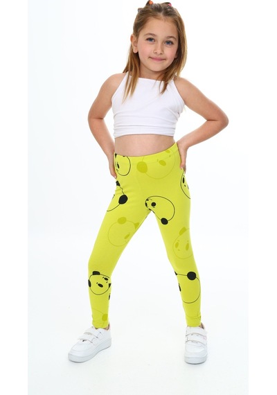 Toontoy Kids Toontoy Kız Çocuk Baskılı Tayt Açık Yeşil